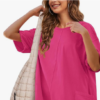 Womens Tee Rompers One Piece Hot Shot Oversize Jumpsuit Overall Short Sleeve Back V Neck Athletic Workout Activewear