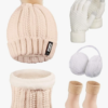 SATINIOR 5 Pcs Winter Hat Scarf Gloves Set Fleece Lined Knit Beanie Hat Warm Touch Screen Gloves Earmuff Warmer for Women